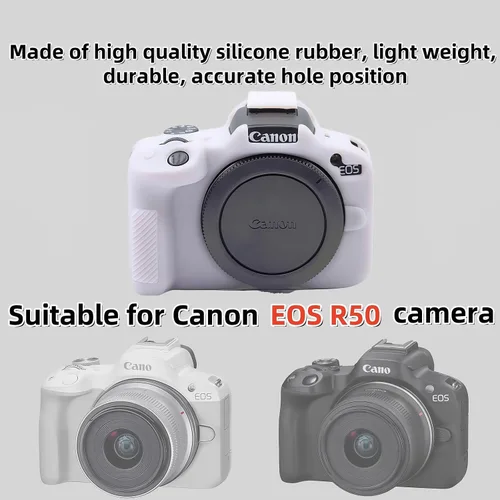 Miniatura 2 de Funda para EOS R50, Funda protectora de silicona suave para Canon EOS R50 EOSR50 Cámara para Vlog, Incluye 2 protectores de pantalla y 1 correa