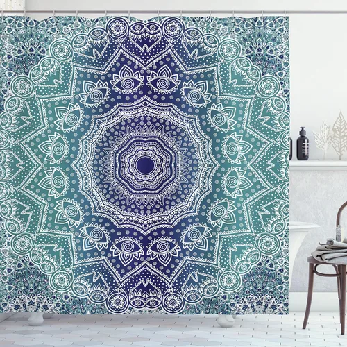 Miniatura 15 de Pingüino Shadow Fun cortina de ducha de tela con ganchos 69 x 70 pulgadas Azul pálido rosa pálido