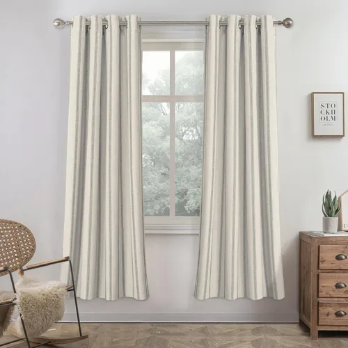 Miniatura 33 de DriftAway - Cortinas de Lino Mezcla de Granja 100% Opacas de 84 Pulgadas de Largo para Dormitorio, Cortinas Verticales Rayadas Impresas de Lino