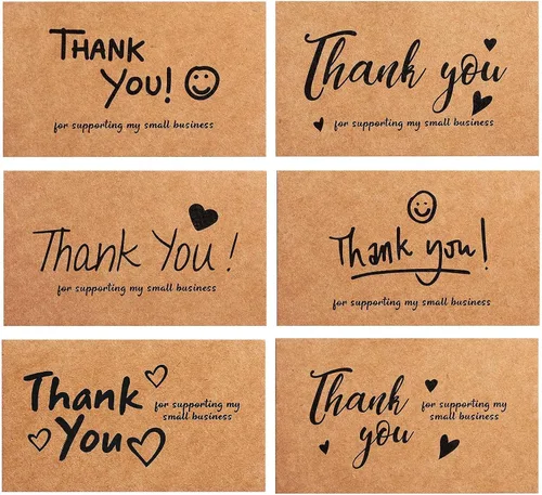 Miniatura 8 de 120 Tarjetas de Agradecimiento para Pequeñas Empresas, Mini 6 Estilos Tarjetas de Agradecimiento por Apoyar Notas de Compras Tarjetas