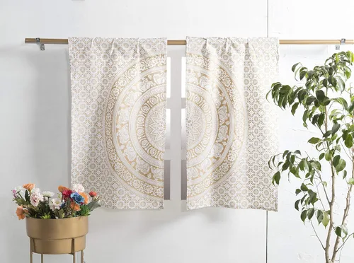 Popular Handicrafts - Cortinas de ventana de cocina con diseño de mandala hippie indio, Elefante Bohemio, hermosas cortinas para dormitorio, sala de