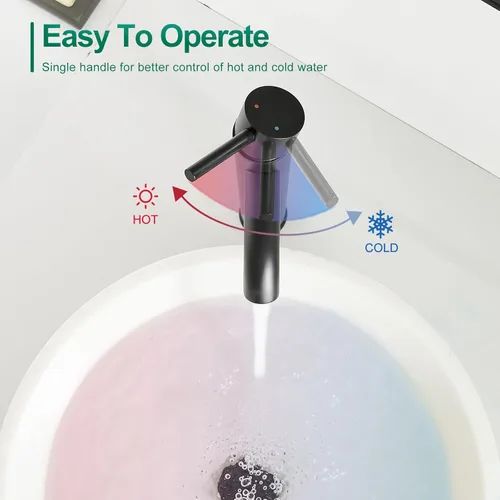 Miniatura 4 de VOTON Grifo de Fregadero de Recipiente Cromado Moderno Grifo de Baño Alto de Una Sola Manija con Un Agujero para Lavabo de RV Grifo de Lavabo