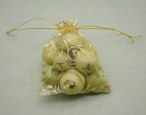 Miniatura 7 de Yansanido Bolsas de regalo de boda, 100 bolsas de organza dorada de tamaño pequeño de 2.8 x 3.6 pulgadas para bolsas de recuerdos de fiesta, bolsas