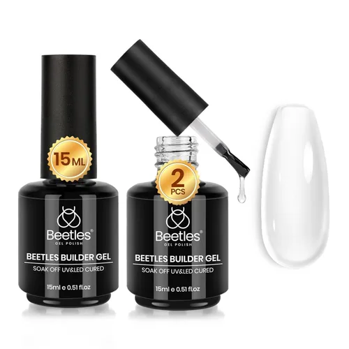 Miniatura 25 de Beetles Gel Constructor para Uñas, 3 Piezas de Gel Constructor de Uñas Transparente con Base y Capa Superior para Fortalecimiento de Uñas