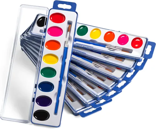 Miniatura 6 de Bedwina - Juego de 12 pinturas de acuarela, 8 colores lavables, bandeja de paleta y pincel de pintura, para recuerdos de fiestas, premios