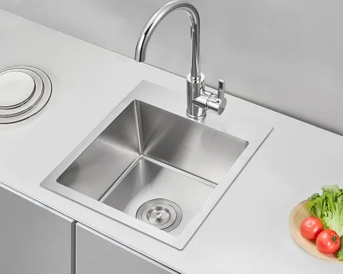 Miniatura 2 de 15 x 17 Pulgadas Fregadero de Barra de Montaje Superior, Fregadero de Cocina de Orificio Único de Grifo Sencillo, Tazón Único, Montaje Superior