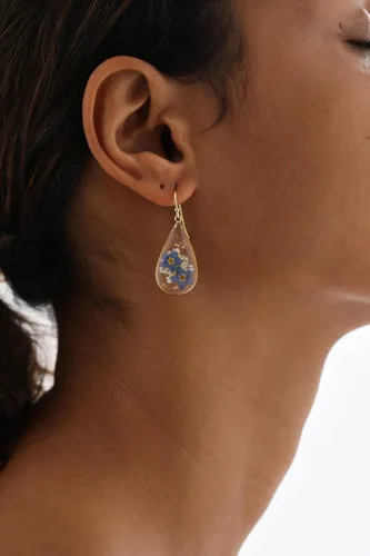 Miniatura 30 de Forget-Me-Not and Queen Anne's Lace Pressed Wildflower Earrings Pressed Flower Earrings Handmade Drop and Dangle Earrings Gift for Woman