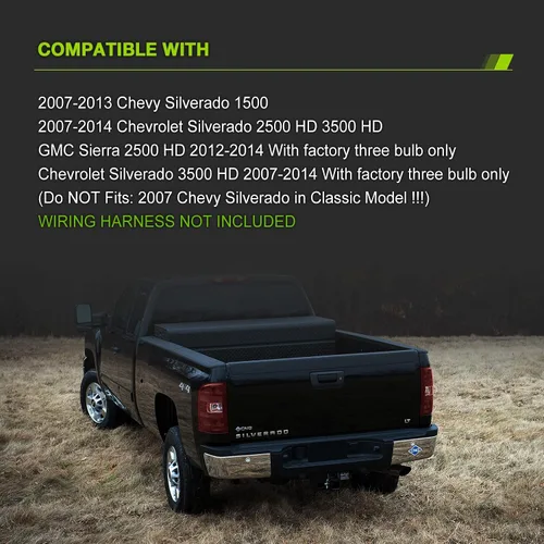 Miniatura 2 de Luces traseras compatibles con Chevy Silverado 1500 2500 HD 3500 HD 2007-2013 GMC Sierra 2500 HD 2012-2014 Luces traseras sin arnés de cableado Rojo