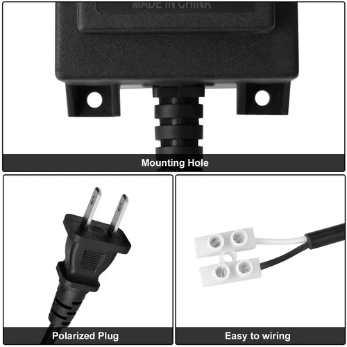 Miniatura 7 de AGPtEK Transformador convertidor de voltaje 110/120V a CA 12V/5A, convertidor de fuente de alimentación impermeable de 60 vatios para luz