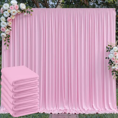 Miniatura 114 de Cortinas de telón de fondo blanco de 30 pies x 8 pies para fiestas de boda, 6 paneles de 5 pies x 8 pies, cortinas de fotografía de poliéster sin