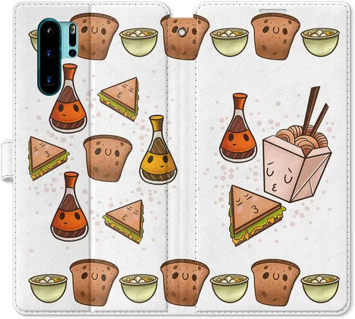 Funda de repuesto para Huawei P30 Pro P30 Mate 30 Pro Mate 30 Mate 20 Pro Mate 20 Magnético Fast Food Art Salsa Folio Popcorn PU Cuero Tarjetero