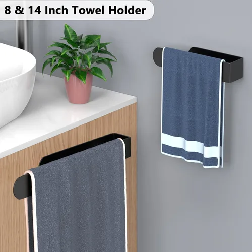 Miniatura 3 de HUFEEOH Soporte adhesivo para toallas de mano, toallero de 8 pulgadas adhesivo y toallero de barra de 14 pulgadas montado en la pared, soporte
