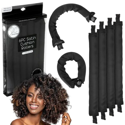 Jenny Capp - 6 rodillos de satén para el cabello de 1 pulgada de grosor, accesorios súper suaves para mujeres, promueven rizos saludables y evitan