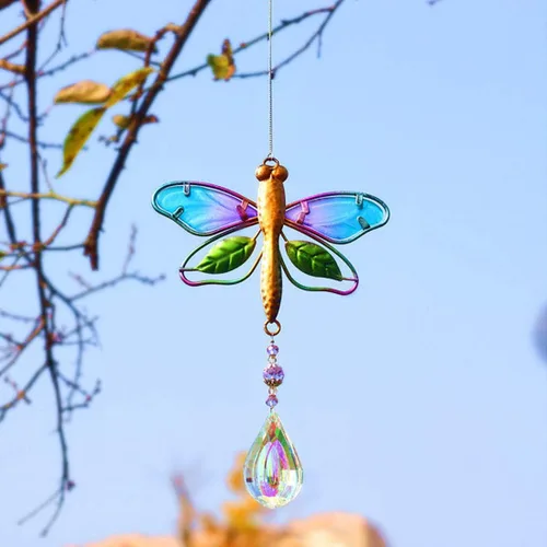 Miniatura 2 de WEISIPU Atrapasoles de cristal para ventanas – Prismas de bola de cristal de libélula, adorno de cristales colgantes para el hogar, jardín, oficina