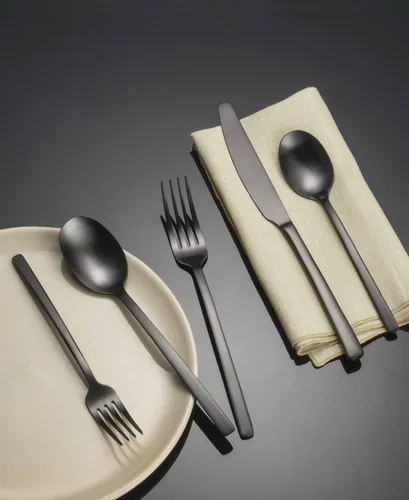 Miniatura 5 de Cambridge Beacon Black Satin - Juego de cubiertos de 20 piezas, acero inoxidable 18/0, apto para lavavajillas, utensilios de cocina, cuchillos