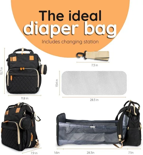 Miniatura 4 de Bolsa de pañales para bebé con cambiador, bolsa de viaje para bebé, mejor bolsa de pañales, bolsas de bebé, mochila para pañales para bebés, mochila