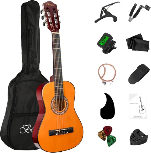 Miniatura 16 de Guitarra Acústica Negra para Principiantes de 30 pulgadas, Paquete de Inicio, Guitarra para Estudiantes/Niños con Funda, Correa, 2 Púas, Cuerdas