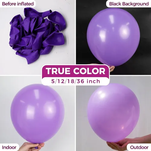 Miniatura 2 de Bezente - Globos de 12 pulgadas de látex redondos para bodas, graduaciones, Halloween y cumpleaños, aptos para helio, morado, 100