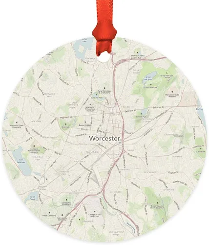 Miniatura 26 de Andaz Press Mapa de la ciudad de Estados Unidos redondo de madera natural MDF ornamento de Navidad, Akron, Ohio Vintage Mapa, 1 paquete, larga