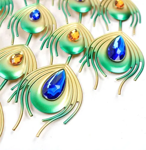 Miniatura 4 de Reloj de pared grande de pavo real, 29.5 pulgadas, reloj de pared grande de pavo real, decoración de cristal, hierro forjado y esfera metálica