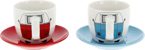 Miniatura 7 de BRISA VW Collection - Juego de tazas de café expreso Volkswagen para café, té y capuchino, diseño de autocaravana T1 (frente de autobús/3.4 fl oz)
