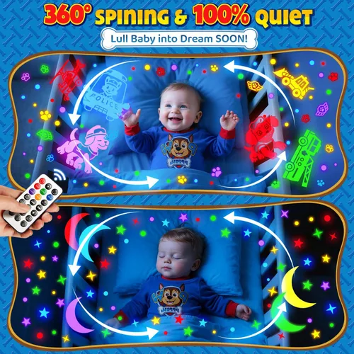 Miniatura 6 de Proyector para cachorros de juguetes para niños, 30 sonidos relajantes+máquina de sonido de 4 diapositivas, proyector de luz nocturna para bebé, 93