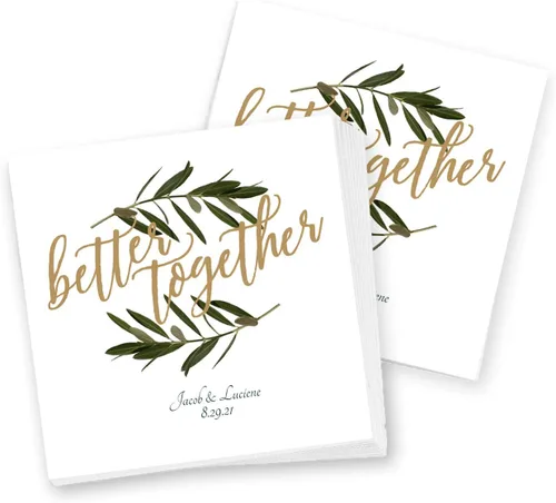 Miniatura 5 de Better Together - Servilletas de bebidas personalizadas, 100 servilletas blancas sin acuñar impresas personalizadas, 4 3/4 x 4 3/4 pulgadas