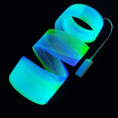 Kits de luces LED de malla de fibra óptica para techo y árboles de Navidad - Lámpara nocturna luminosa de red de fibra óptica para decoraciones de
