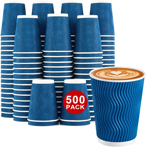 Miniatura 8 de Lamosi 500 Unidades Vasos de Café Aislados de 8 oz al Por Mayor, Vasos de Papel Desechables Sin Tapas 8oz, Diseño de Pared Corrugada Ondulada
