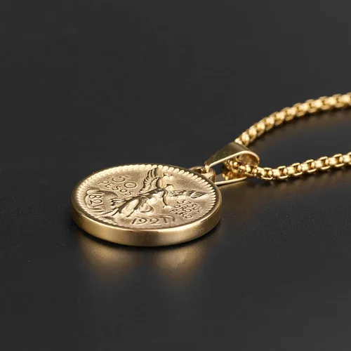 Miniatura 5 de Moneda mexicana Centenario Mexicano Moneda 50 Pesos Colgante Collar, 18K Colgante Collar Hombres Moneda Joyería