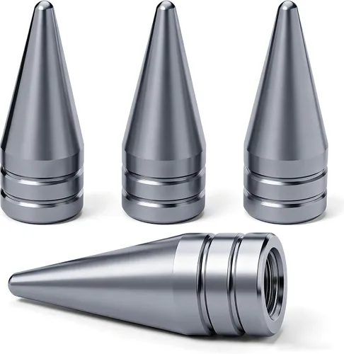 Miniatura 16 de 4 piezas de tapas de válvula de rueda con forma de punta, válvula de rueda de aleación de aluminio con punta, universal para automóviles, SUV