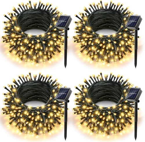 Miniatura 18 de Joomer Luces solares de Navidad para exteriores, paquete de 2 unidades en total de 144 pies, 400 LED, 8 modos, impermeables, luces solares de Blanco