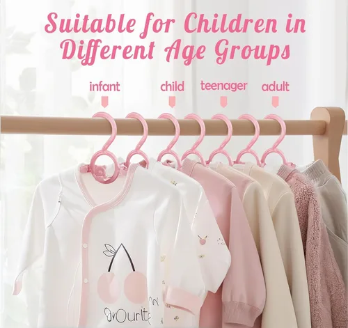 Miniatura 4 de HGYZE Perchas de plástico ajustables para niños de 11 a 14 pulgadas, paquete de 20 perchas de oso para ropa infantil, suéteres, hangar infantil