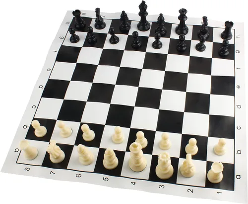 Miniatura 4 de Andux Juego de Ajedrez Piezas de Ajedrez y Tablero Rollable QPXQ-01 (Negro, 13.8x13.8 in)