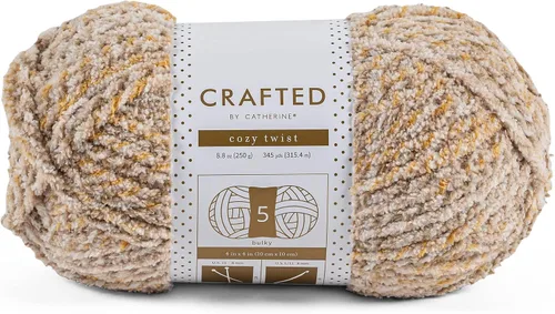 Miniatura 4 de Crafted By Catherine Cozy Twist Yarn - Paquete de 2 (345 yardas cada madeja), beige multicolor, calibre 5 voluminoso