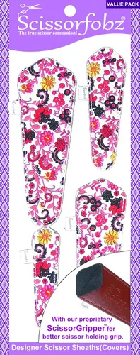 Miniatura 62 de Fundas protectoras para tijeras de diseñador, 4 unidades, tamaño surtido, diseño floral victoriano azul #4-304 Jardín floral victoriano azul