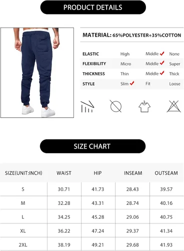 Miniatura 6 de Renaowin Pantalones deportivos para hombre, ligeros, ajustados, con cordón en la cintura, con bolsillos, para entrenamiento, correr, gimnasio, a
