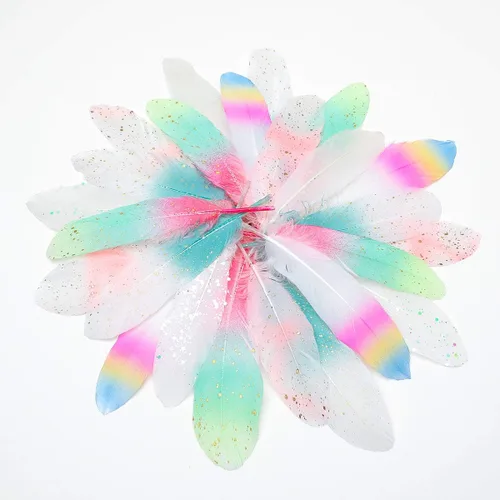 Miniatura 3 de 50 piezas de plumas de ganso naturales de 5 estilos, accesorios de ropa, paquete de estilos arcoíris, decoración de Pascua, Navidad, ropa