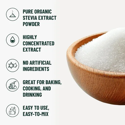 Miniatura 3 de Polvo de stevia orgánico, edulcorante de stevia 100% puro, 4 onzas, alternativa de azúcar de bajo índice glucémico, edulcorante en polvo