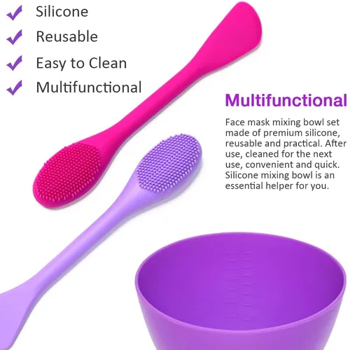 Miniatura 3 de 3 cuencos grandes para mezclar con 2 cepillos de silicona para máscara facial, juego de cuencos para mascarilla facial, cuenco reutilizable para 3