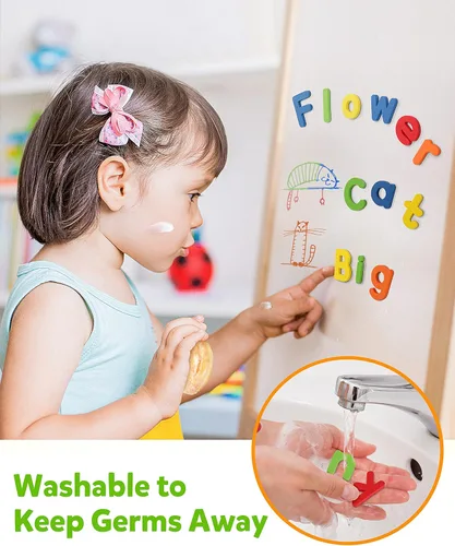 Miniatura 4 de Coogam EVA, letras magnéticas con números de 78 piezas del alfabeto ABC 123 para nevera, coloridos juguetes educativos, aprendizaje preescolar