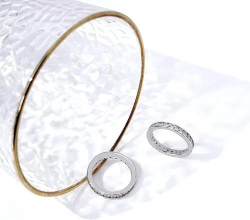 Miniatura 4 de Tienda Collection Platinum-Plated Sterling Silver Infinite Elements Cubic Zirconia Channel Set All-Around Band Ring