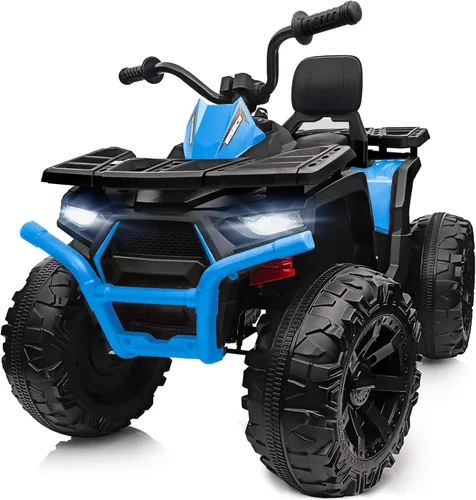 Hikiddo ATV para niños de 4 ruedas, 24 V paseo en coche de juguetes para niños grandes con motor de 400 W, 2 plazas - azul