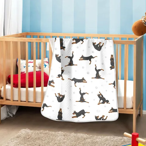 Miniatura 6 de Manta de envoltura para ejercicios de Doberman de algodón para bebés, manta de recepción, manta suave y ligera para envolver para cuna, cochecito