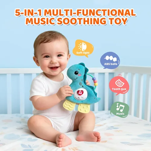 Miniatura 2 de Juguetes suaves de actividad musical para bebés con sonido y luz, juguetes sensoriales para desarrollo infantil con mordedor, sonajero y texturas