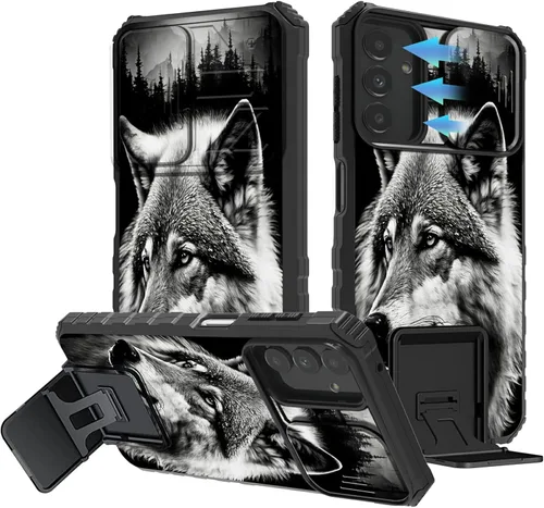 Miniatura 1040 de Funda para Samsung Galaxy S22 Ultra 5G, Galaxy S22 Ultra con cubierta de cámara deslizante, funda resistente de doble capa con función atril Black