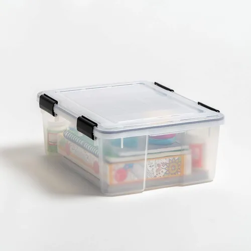 Miniatura 2 de IRIS USA WEATHERPRO - Caja de almacenamiento de plástico con tapa duradera y sello y hebillas de cierre seguro, color negro