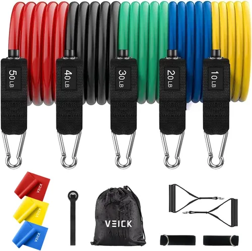 Miniatura 20 de VEICK Bandas de resistencia, bandas de ejercicio, bandas de entrenamiento, bandas de resistencia para entrenar con asas para hombres y mujeres