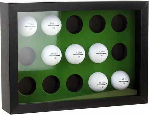 Miniatura 7 de Bivitre Vitrina de pelotas de golf para 15 bolas, estuche de madera con cubierta acrílica contra el polvo, UV, montaje en pared y caja de sombra