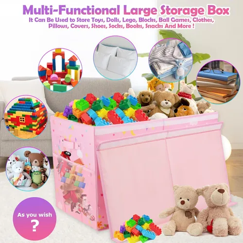 Miniatura 3 de Mabahoo Caja de juguetes grande, organizador de almacenamiento plegable y resistente para niños y niñas, caja de almacenamiento de 25 x 13 x 16